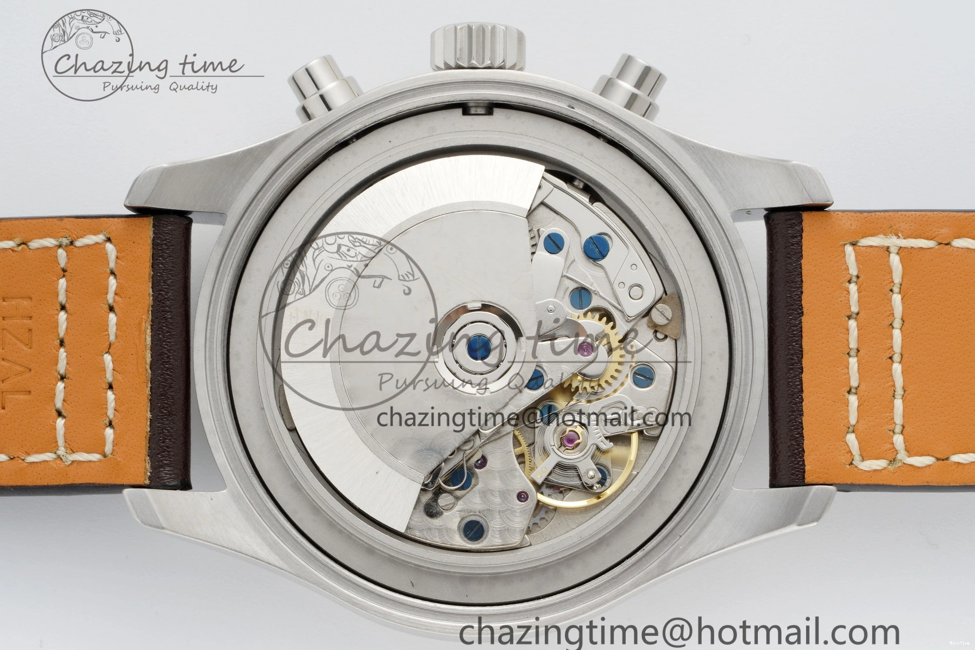 MIROTIME 0407 Pilot Chrono SS AZF 1:1 Best Edition Blue Dial on Brown Leather Strap A TimelessDesign 7060
